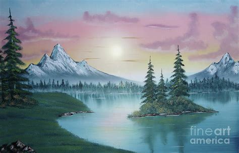 Mountain Lake Painting a la Bob Ross 1 Painting by Bruno Santoro