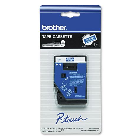 Brother P-Touch TC Tape Cartridge for P-Touch Labelers, 3/8"w, White on Blue - Walmart.com ...