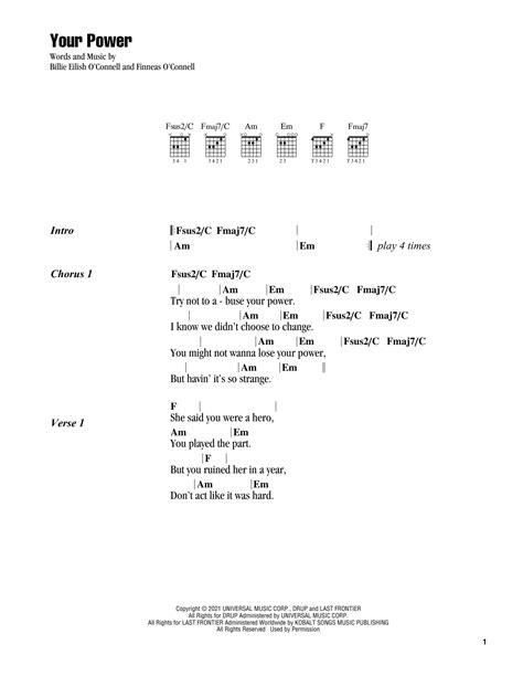 Your Power by Billie Eilish - Guitar Chords/Lyrics - Guitar Instructor