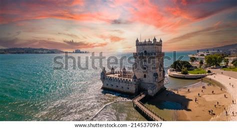 Aerial View Tower Belem Sunset Lisbon Stock Photo 2145370967 | Shutterstock