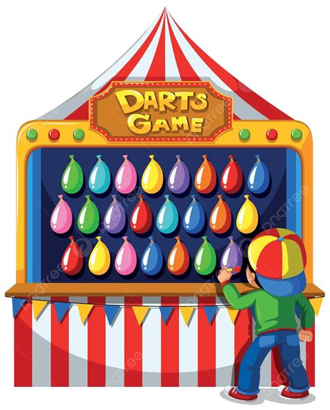 Boy Playing Darts Game At Carnival Background Throwing Graphic Vector, Background, Throwing ...