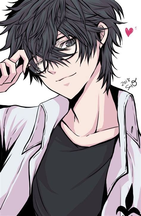 Anime Boy With Black Hair Glasses