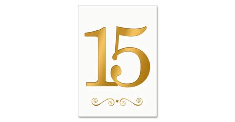 Elegant Bright Gold Faux Metallic Number 15 Table Number | Zazzle