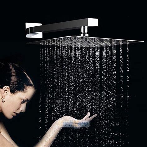 12'' Square Stainless Steel Rain Shower Head Rainfall Bathroom Top Sprayer New | eBay