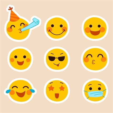 Free Vector | Flat emoji sticker set