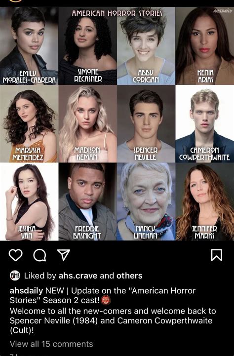 Cast of American horror stories season 2. Credits to ahscrave : r/AmericanHorrorStories