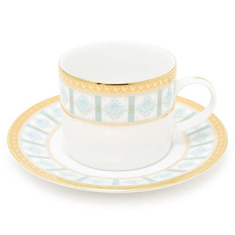 Dankotuwa Porcelain Moira Tea Cup and Saucer Set - Light Blue and Gold ...