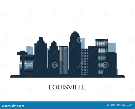 Louisville Skyline, Monochrome Silhouette. Stock Vector - Illustration ...