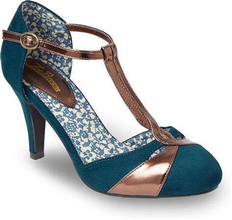 Joe Browns Women's Vintage Gatsby T-Bar Shoes Heels, Blue (Teal), 5 UK ...