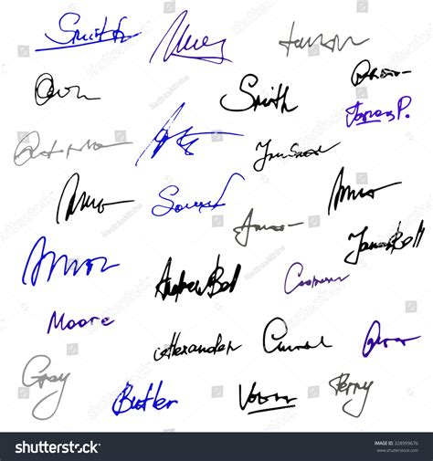 Vector Set Handwritten Signatures Hand Drawn Stok Vektör (Telifsiz) 328999676 | Shutterstock