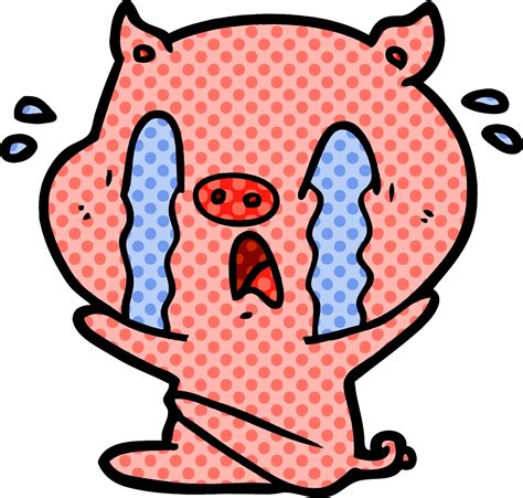 crying pig cartoon 12421424 Vector Art at Vecteezy