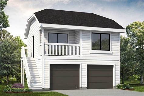 Plan 88330SH: Detached 2-Bed Garage Plan with Bedroom Suite Above | Garage apartment plans ...