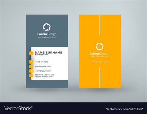 Vertical double-sided business card template Vector Image