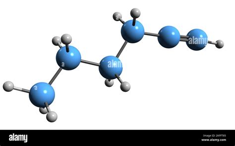 3D image of Hexyne skeletal formula - molecular chemical structure of n ...