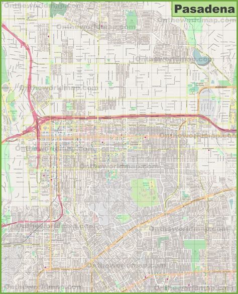 Large detailed map of Pasadena - Ontheworldmap.com