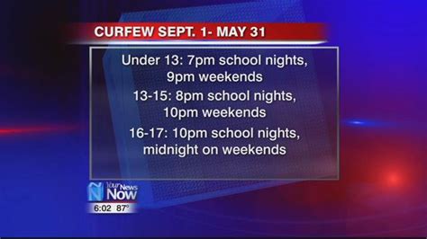 Adjusted Curfew Hours for the School Year - Hometownstations.com-WLIO ...