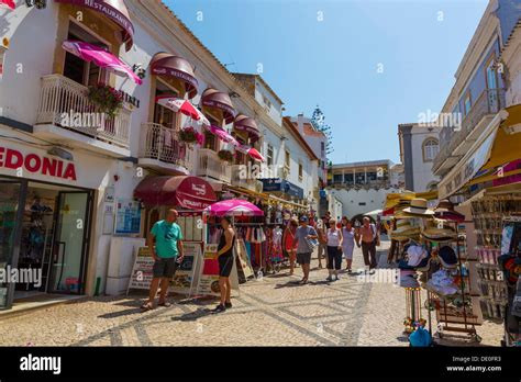 Shopping street, Albufeira, Algarve, Portugal, Europe Stock Photo ...