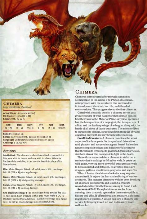 Dnd Monster Manual Chimera | Dnd monsters, Dnd dragons, Dungeons and dragons homebrew