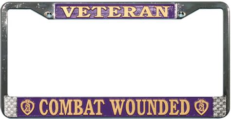 PURPLE HEART COMBAT WOUNDED VETERAN CHROME LICENSE PLATE FRAME | North ...