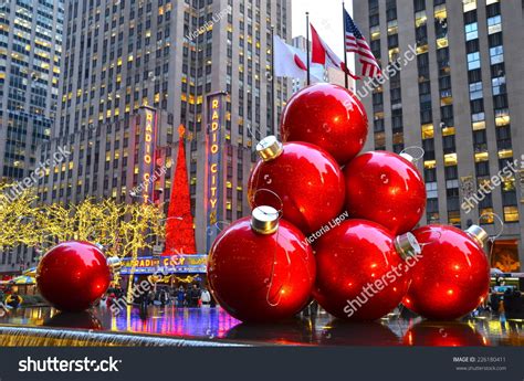 New York City - December 17, 2013: Giant Christmas Ornaments In Midtown ...