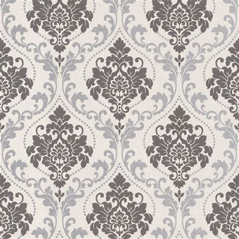 Silver Royal Damask Wallpaper | Walls Republic | Damask wallpaper, Damask pattern design, Royal ...