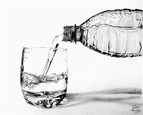 Water and glass drawings by Hanna Asfour | Realistic pencil drawings, Still life sketch ...