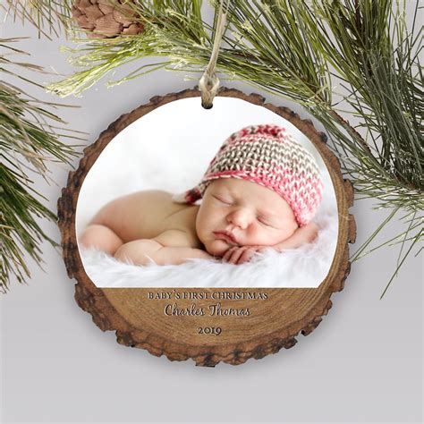 Baby's First Christmas Photo Ornament | Wood | GiftsForYouNow