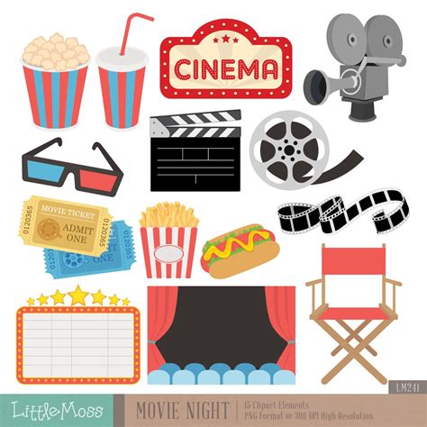 Movie Night Digital Clipart | Etsy