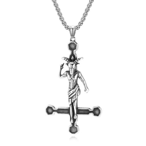 MEN'S SIGIL OF Baphomet Inverted Upside Down Cross Necklace Satan Goat Devil $13.01 - PicClick