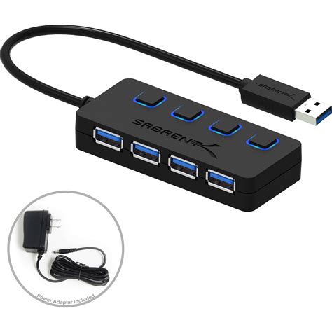 Sabrent USB 3.0 4-Port Hub with Individual Power Switches