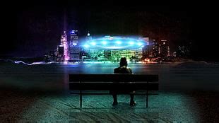 Landscape, anime, bench, cityscape HD wallpaper | Wallpaper Flare