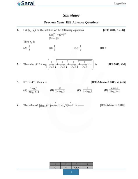 Logarithm - JEE Advanced Previous Year Questions with Solutions