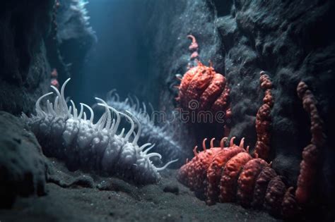 A Close-up of a Unique Deep-sea Worm Species on a Hydrothermal Vent Stock Illustration ...