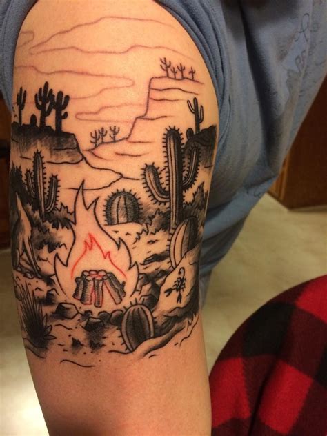 Desert Campfire (first session) Derick Dove, Double Deuce Tattoo, Cary, NC | Desert tattoo ...