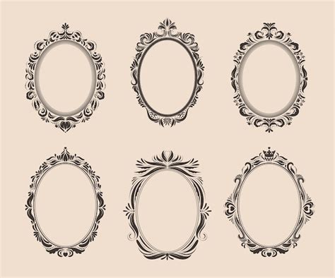 Premium Vector | Decorative oval vintage frames and borders set ...