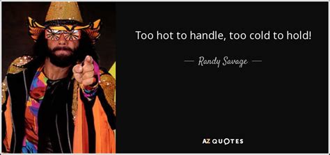 Randy Savage quote: Too hot to handle, too cold to hold!