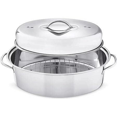 Amazon.com: Stainless Steel Turkey Roaster with Lid and Rack, Oval ...