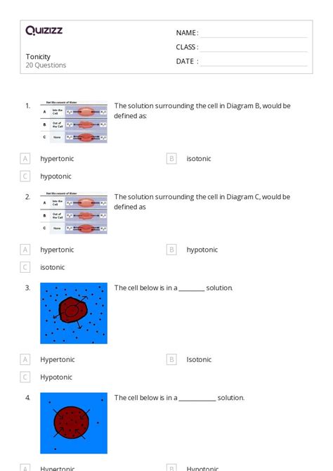 50+ osmosis and tonicity worksheets on Quizizz | Free & Printable