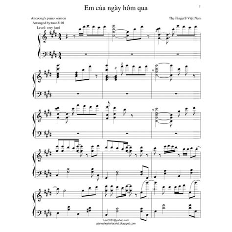 Em của ngày hôm qua - Piano Sheet