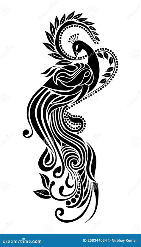 Peacock Tattoo Stencil Vector Design Stock Vector - Illustration of ...