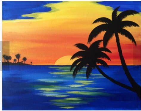 Hawaiian Sunset. Book your next 'mobile' paint party today!! www.craftedbuzz.com | Seascape ...