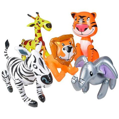 5 Pack Inflatable Safari Zoo Animals Animal Set of 5 Beach Pool Party ...