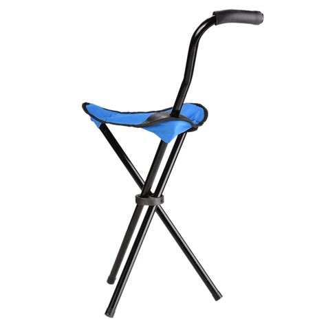 Folding Walking Stick Cane / Soft Seat Chair Travel Camp Tripod Stool Heavy Duty