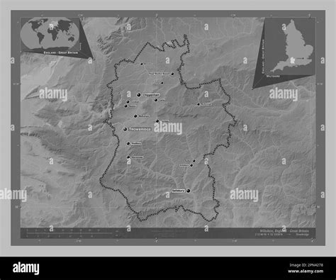 Wiltshire, administrative county of England - Great Britain. Grayscale ...