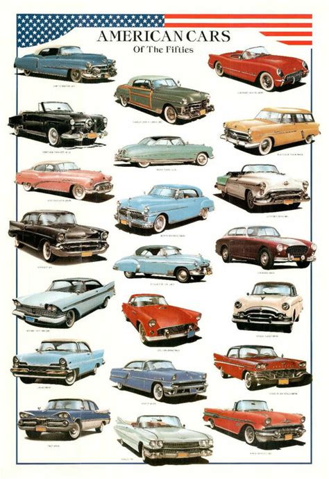 American Cars of the Fifities by Libero Patrignani - 27 X 39" - Fine ...