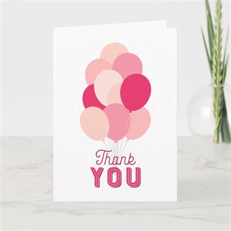 Pink Balloons Thank You Card | Zazzle