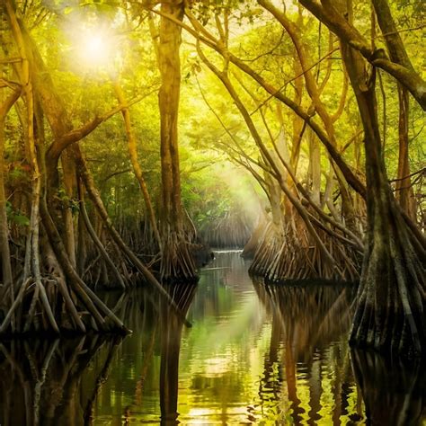 Premium Photo | Mangrove forest in the world cultural world heritage sites in bangladesh largest ...