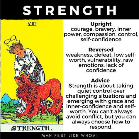 Strength Tarot Card Meaning & Symbolism (Major Arcana) | Strength tarot, Tarot interpretation ...