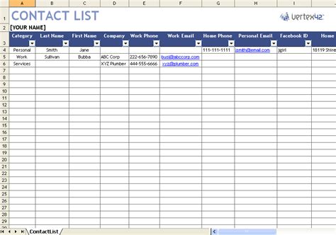 Contact List Templates | 25+ Free Printable Xlsx, Docs & PDF Formats ...