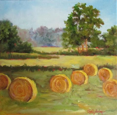 Painting of Round Hay Bales by Cheri Wollenberg | Farm paintings, Painting, Gallery wrap canvas